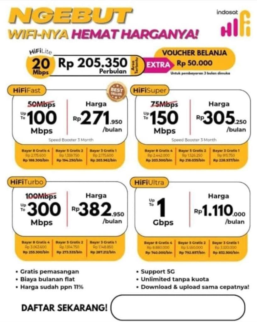 Promo Indosat HiFi Indonesia - Penawaran Khusus Internet Cepat